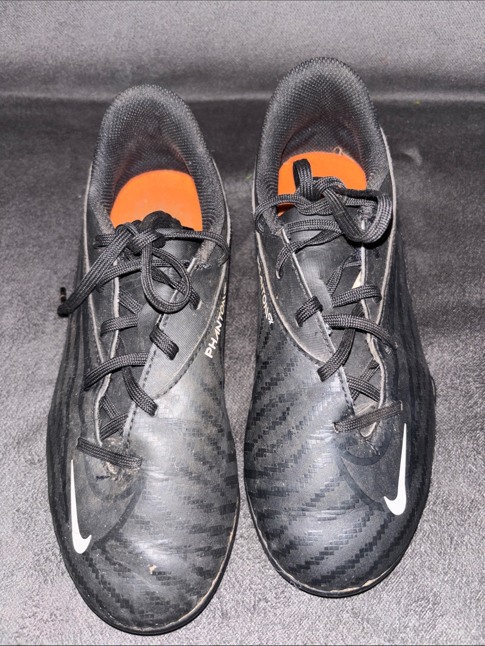 Nike Boy’s Black Phantom Athletic Soccer Shoes with White Swoosh